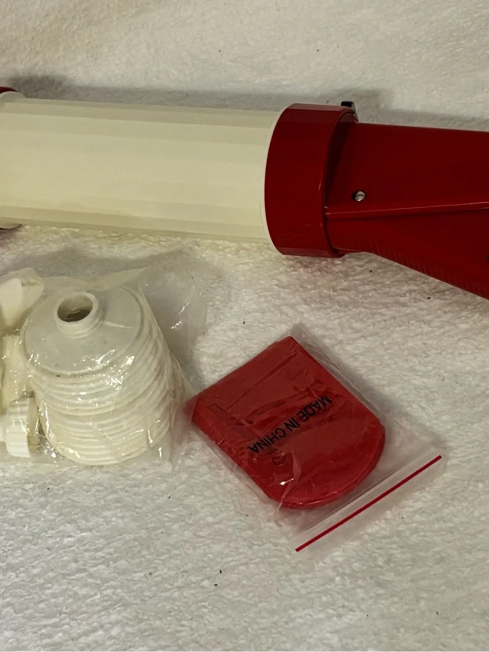 Vintage Cookie Press and Cake Decorator - Red and White